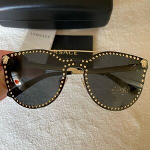 Versace Black Sunglasses with Gold frame and studs
